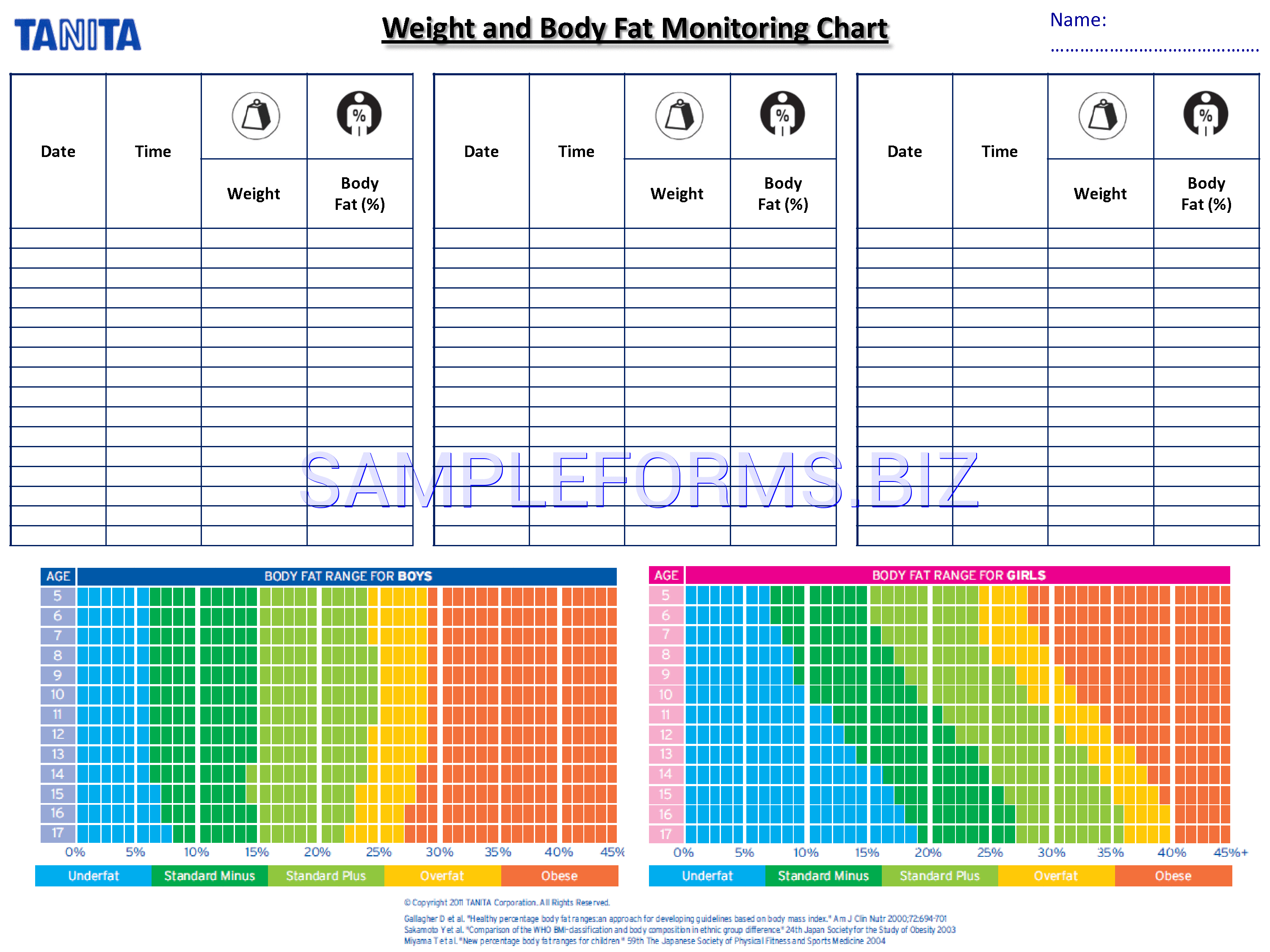 Preview free downloadable Weight And Body Fat Monitoring Chart in PDF (page 1)